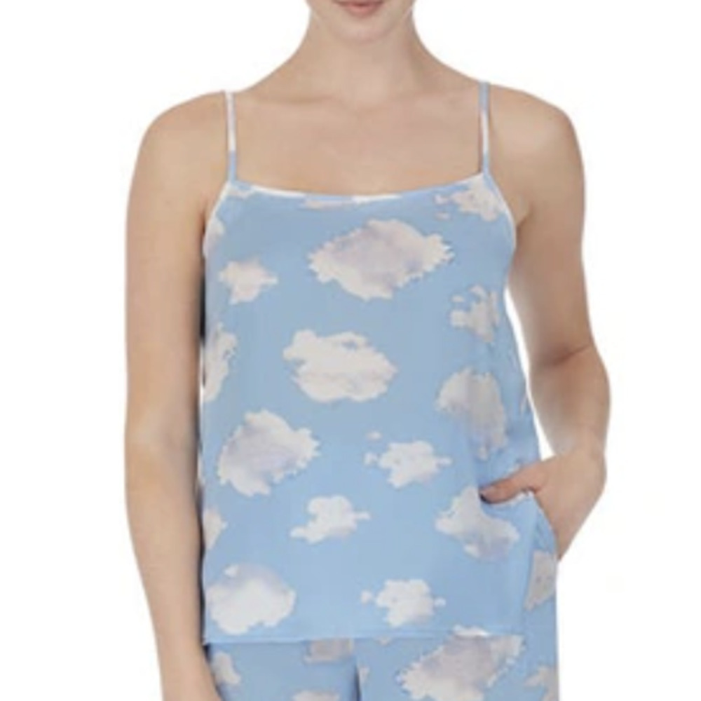 Shady Lady Print Pajama Tank Top in Bl Cloud, Size M​​​​​​​​​​